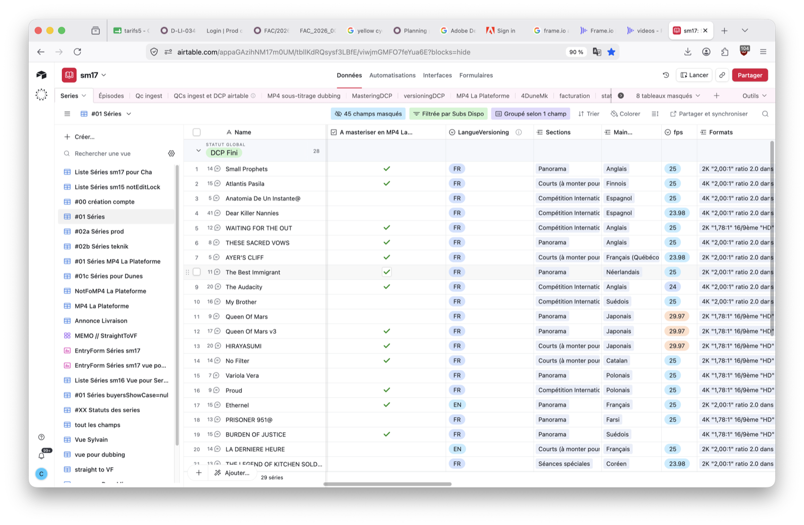 Base Airtable centralisant tous les programmes, leurs statuts et leurs métadonnées
